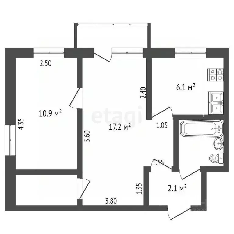 2-к кв. Ярославская область, Ярославль Угличская ул., 16 (42.5 м) - Фото 1