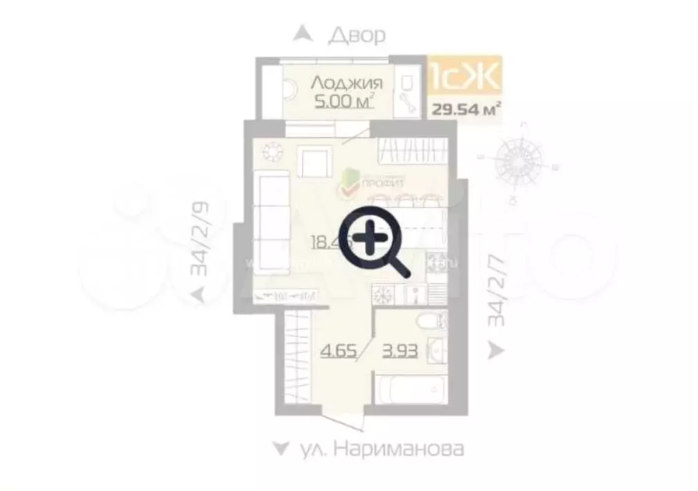 Квартира-студия, 30 м, 6/21 эт. - Фото 0
