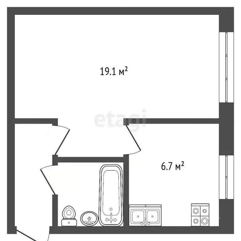 1-к кв. Татарстан, Альметьевск ул. Белоглазова, 119 (30.0 м) - Фото 1