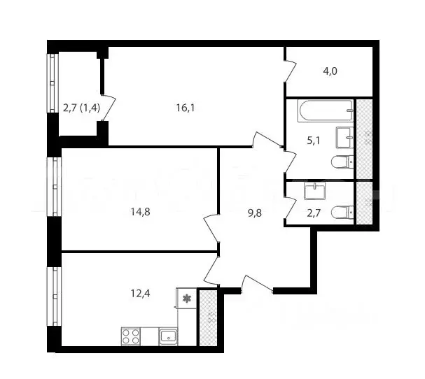 2-к кв. Москва Михалковская ул., 48к2 (67.7 м) - Фото 0