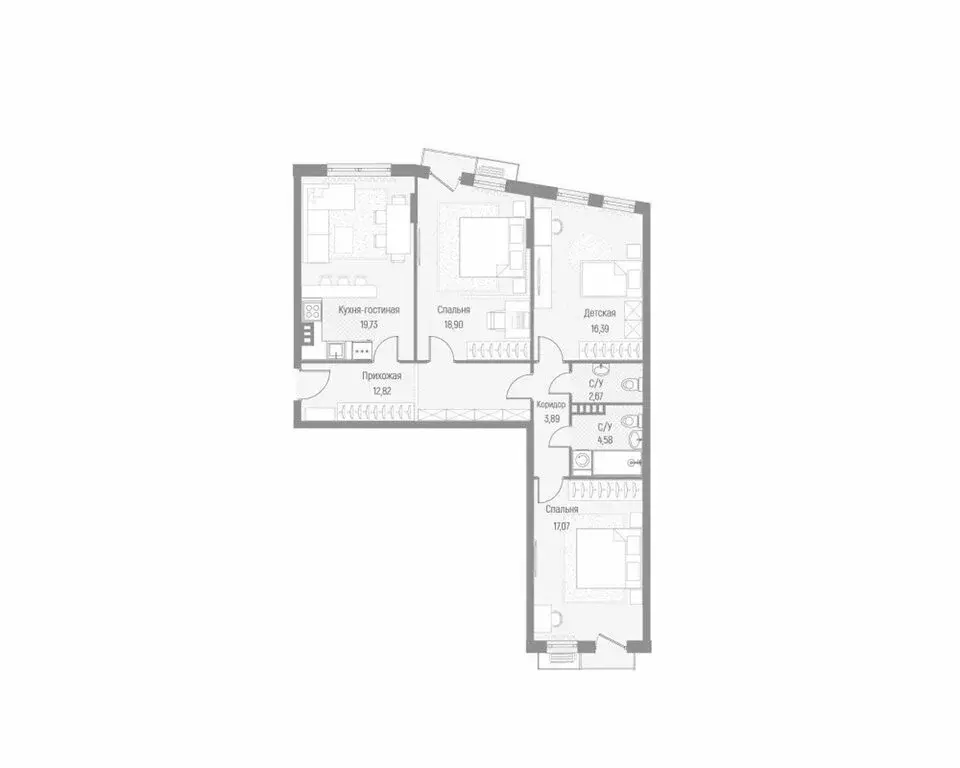 3-комнатная квартира: деревня Крюково, Высокая улица, 1 (95.9 м) - Фото 1