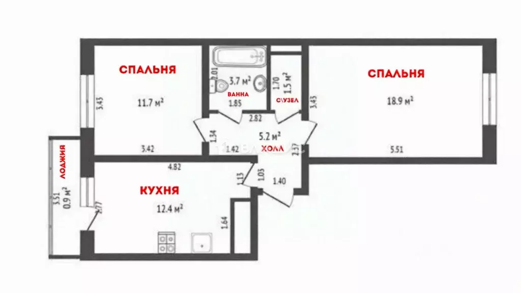 2-к кв. Калининградская область, Калининград Пригородная ул., 13к1 ... - Фото 2