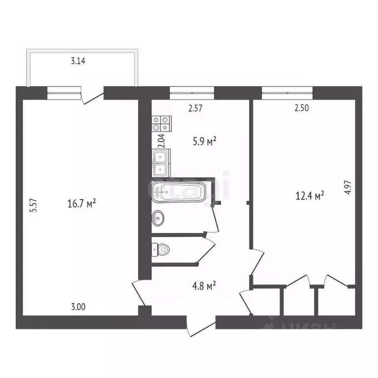 2-к кв. Вологодская область, Череповецкий район, д. Климовское 10 ... - Фото 2