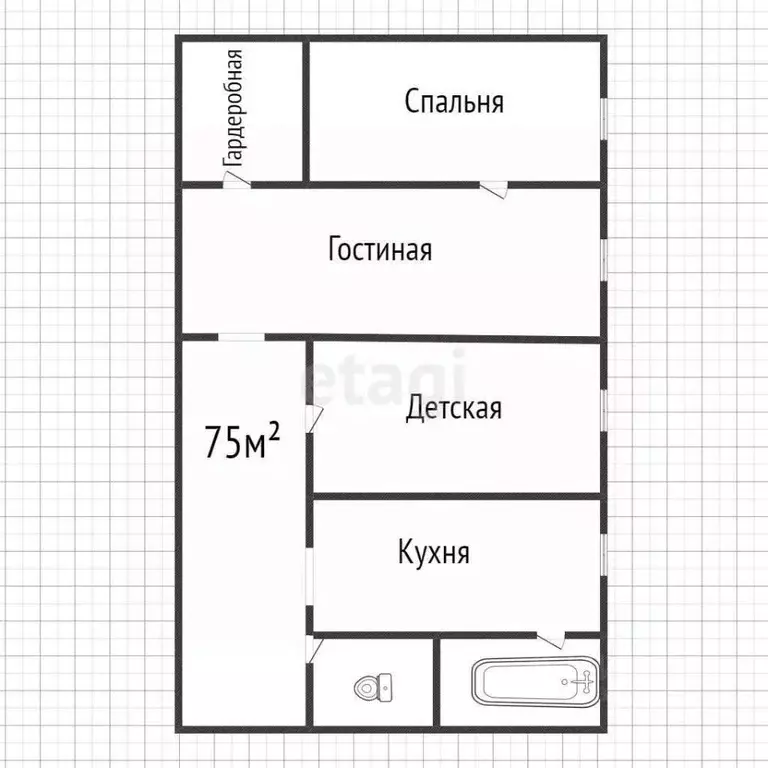 3-к кв. Томская область, Томск ул. Северный Городок, 58 (75.0 м) - Фото 2