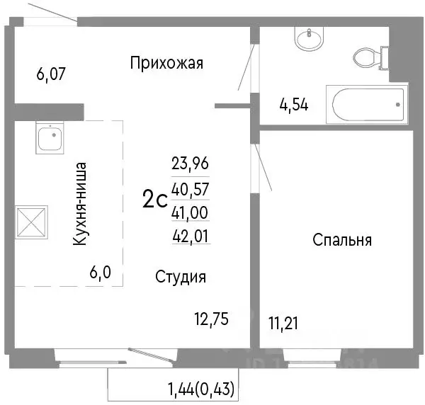 2-к кв. Челябинская область, Челябинск Нефтебазовая ул., 1к2 (41.0 м) - Фото 0