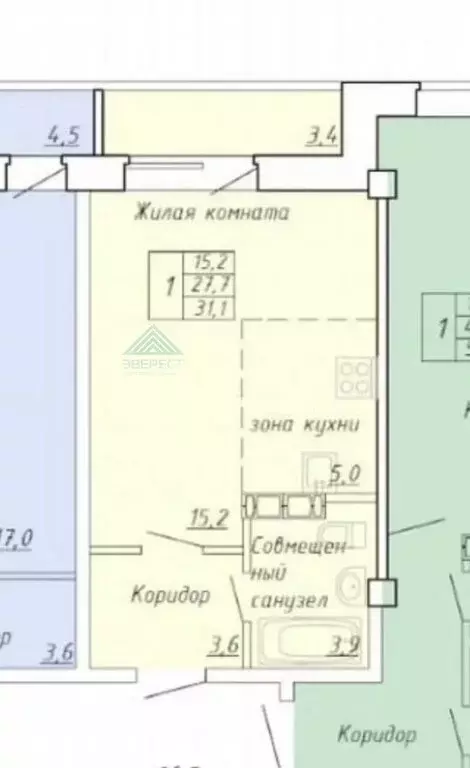 Квартира-студия: Абакан, Трудовая улица, 82 (31.1 м) - Фото 1
