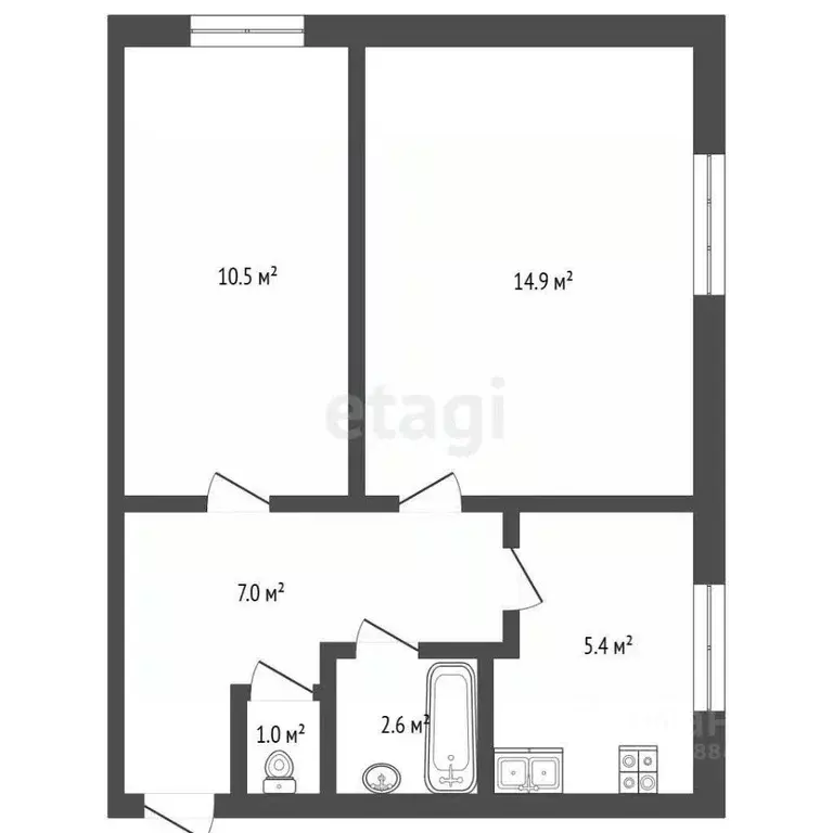 2-к кв. Саратовская область, Романовка рп, СПТУ тер. 5 (41.4 м) - Фото 1