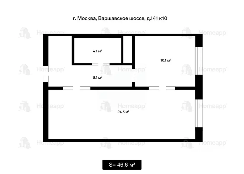 1-к кв. Москва Варшавское ш., 141к10 (46.6 м) - Фото 2