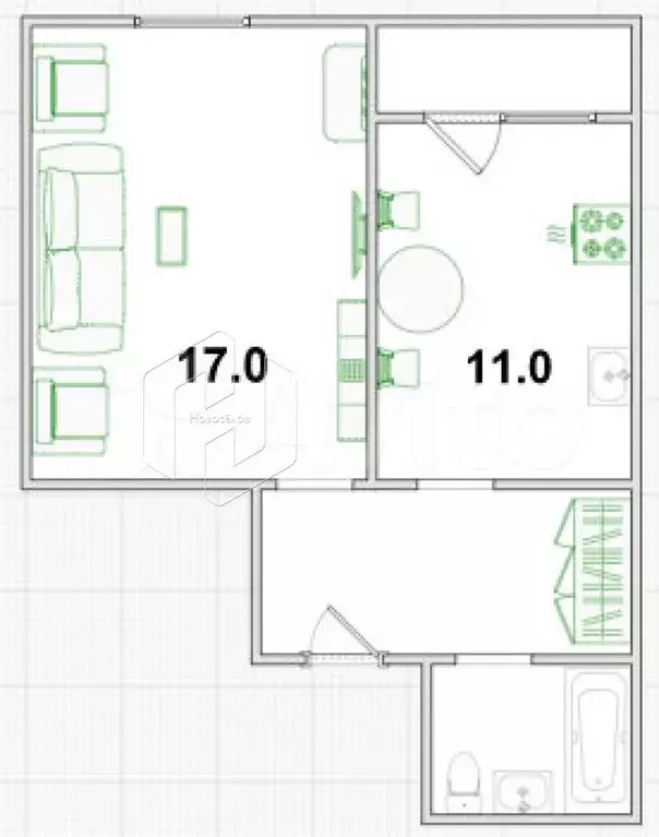 1-к. квартира, 37,8 м, 2/9 эт. - Фото 0