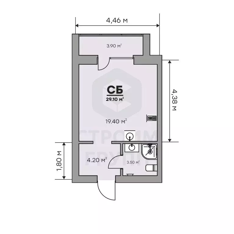 Квартира-студия: Ковров, Еловая улица, 94/3 (29.1 м) - Фото 1