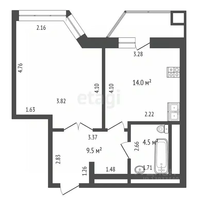 1-к кв. Тюменская область, Тюмень Первомайская ул., 50/1 (43.4 м) - Фото 2