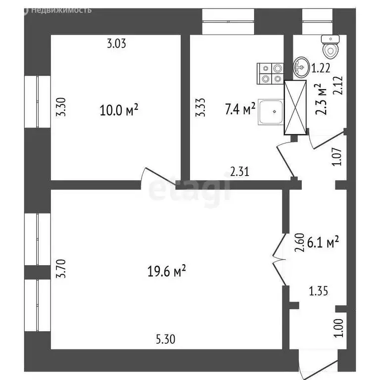 2-комнатная квартира: Стерлитамак, улица Дружбы, 7 (45.4 м) - Фото 0