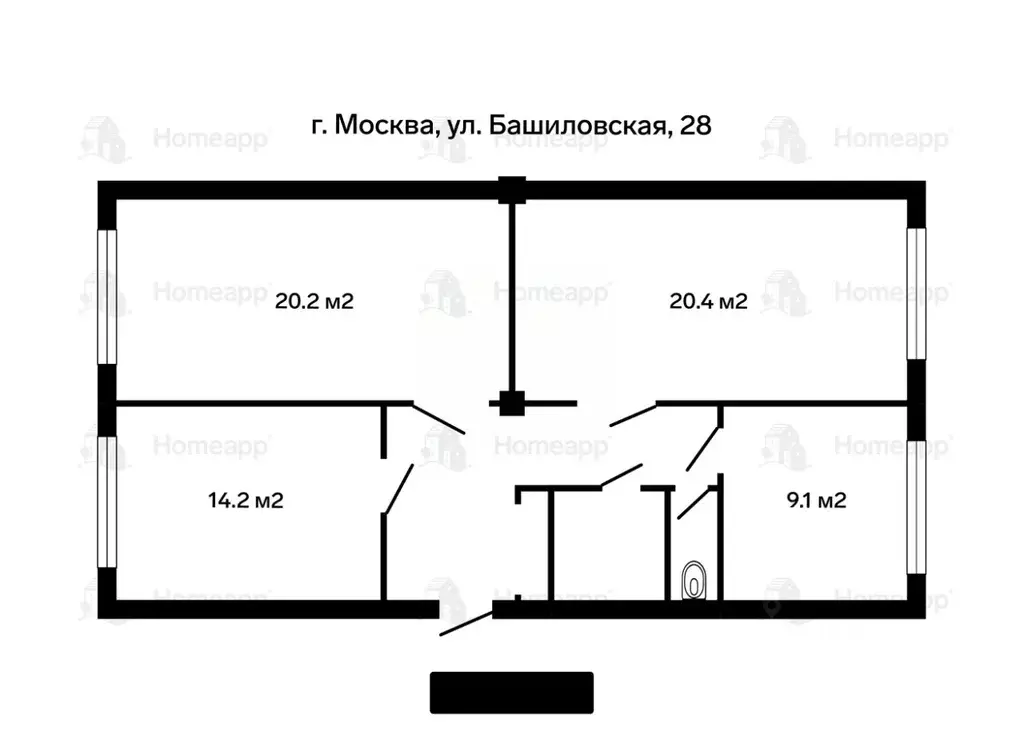 3-к кв. Москва Башиловская ул., 28 (82.0 м) - Фото 2