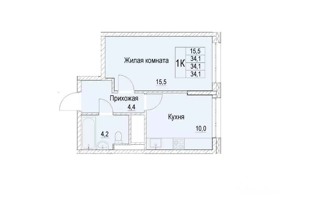 1-к кв. Московская область, Мытищи Медицинская ул., 11 (34.1 м) - Фото 0