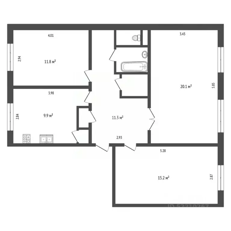 3-к кв. Татарстан, Тукаевский район, Шильнебашское с/пос, с. Шильнебаш ... - Фото 2