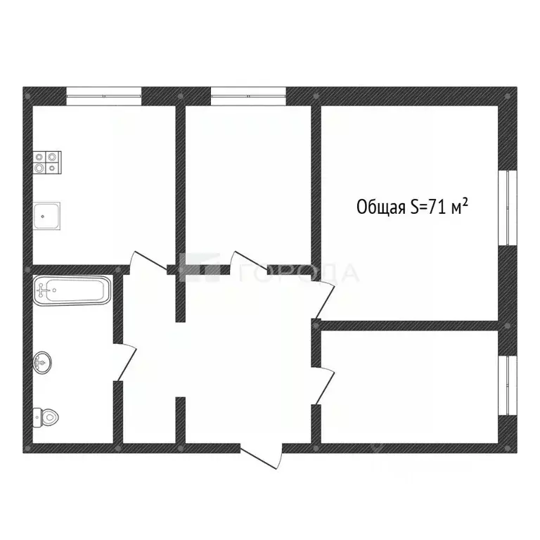 3-к кв. Кемеровская область, Новокузнецк Пионерский просп., 64 (71.0 ... - Фото 2