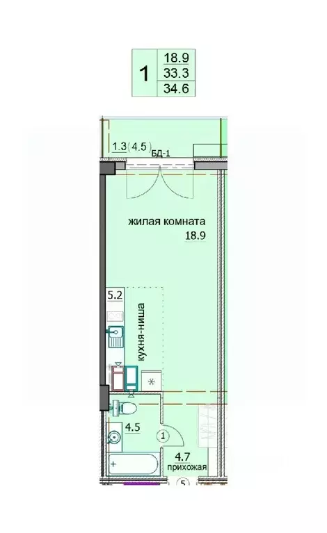 1-к кв. Пензенская область, Пенза Побочинская ул., с14 (35.2 м) - Фото 0