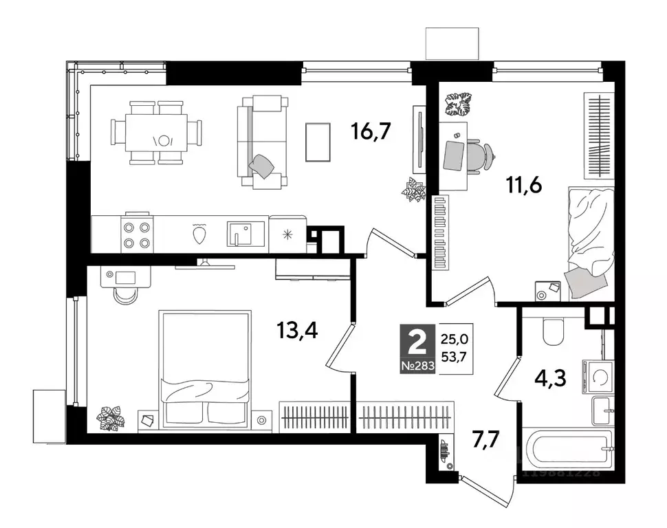 2-к кв. Краснодарский край, Краснодар Догма Парк мкр,  (53.7 м) - Фото 0