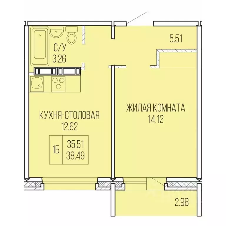 1-к кв. Архангельская область, Архангельск Карпогорская ул., 38 (38.49 ... - Фото 0