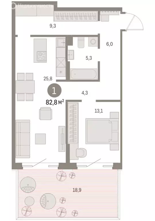 1-комнатная квартира: Курган, жилой район Центральный, ЖК Дом Кино ... - Фото 1