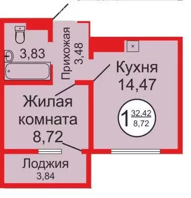 1-комнатная квартира: Оренбург, жилой комплекс Дубки (32 м) - Фото 0