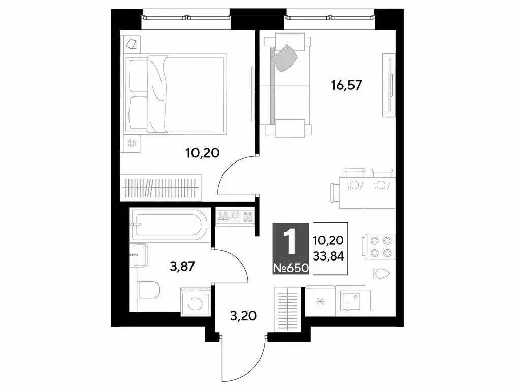 1-комнатная квартира: Калуга, улица Болдина, 22/1 (33.84 м) - Фото 0