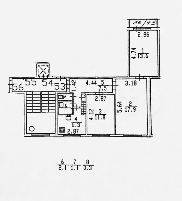 3-к. квартира, 60,6 м, 5/9 эт. - Фото 0