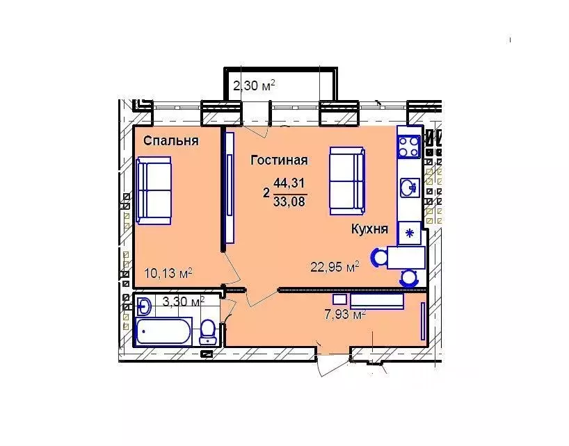 2-к кв. Ульяновская область, Ульяновск ул. Крымова, 33 (45.0 м) - Фото 0