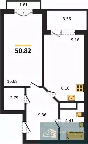 1-к кв. Воронежская область, Воронеж ул. Ломоносова, 116/2 (50.8 м) - Фото 0