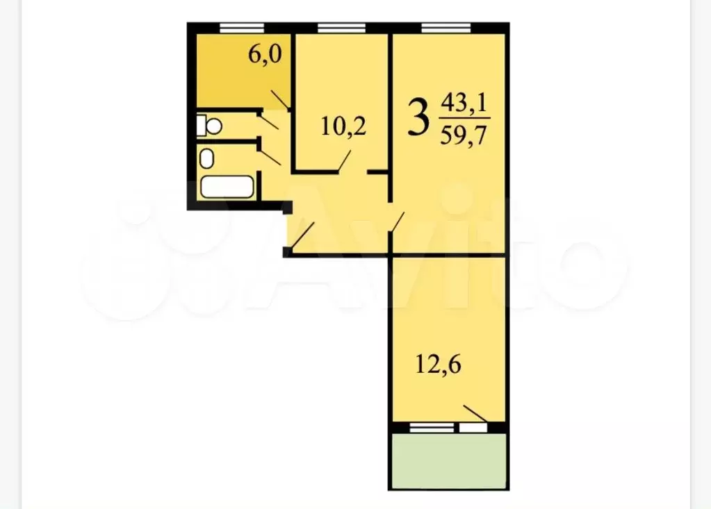3-к. квартира, 60 м, 1/9 эт. - Фото 0