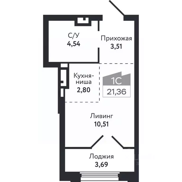 Студия Томская область, Томск Черемошники мкр, ул. Бердская, 14/3 ... - Фото 2