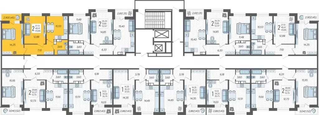 2-комнатная квартира: краснодар, жилой комплекс смородина (49.86 м) - Фото 1