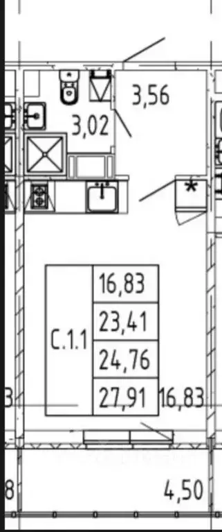 Студия Ленинградская область, Мурино Всеволожский район, просп. ... - Фото 2