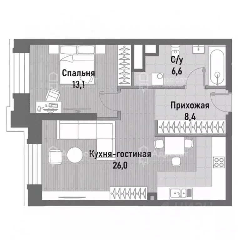 2-к кв. Москва ул. Матросская Тишина, 12 (54.1 м) - Фото 2