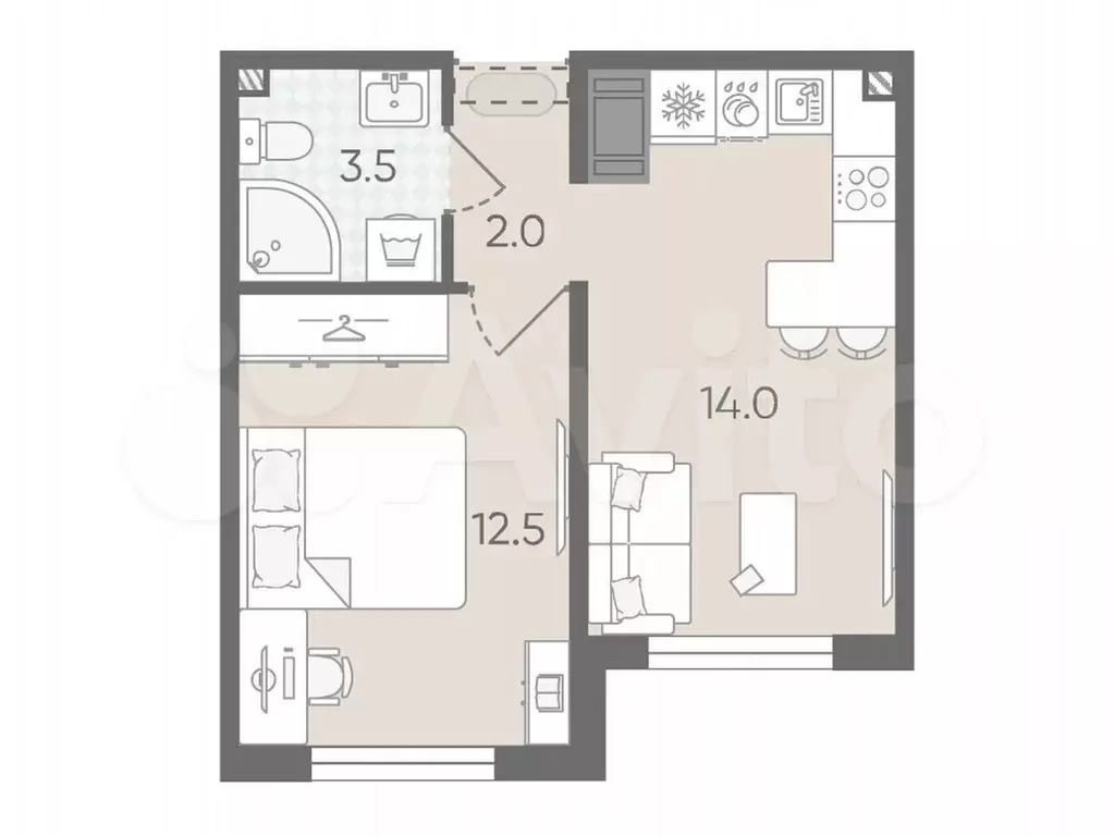 Квартира-студия, 32 м, 9/19 эт. - Фото 0