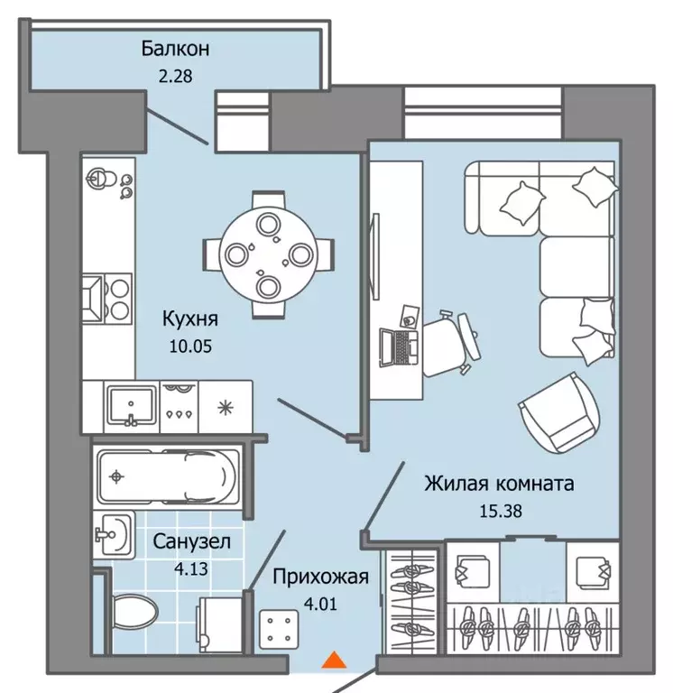 1-к кв. Пермский край, Пермь ул. Дзержинского, 35А (34.0 м) - Фото 2