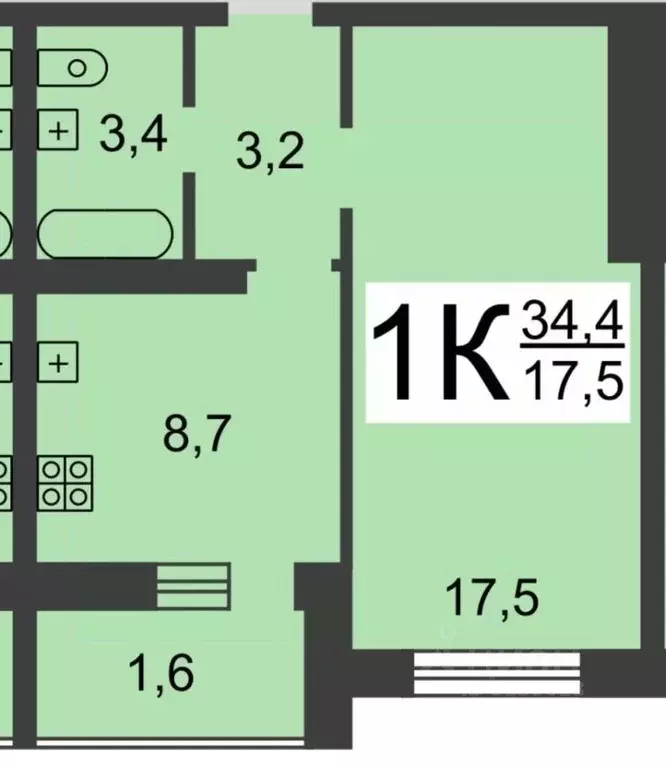 1-к кв. Нижегородская область, Нижний Новгород Коломенская ул., 8к3 ... - Фото 1