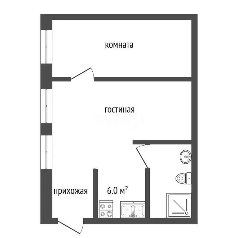 Квартира, 2 комнаты, 50.8 м - Фото 0