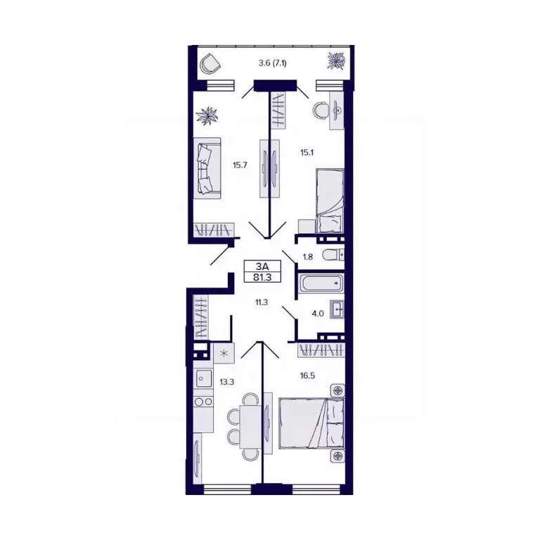 3-к кв. Новосибирская область, Новосибирск ул. Коминтерна, 1с (81.3 м) - Фото 1