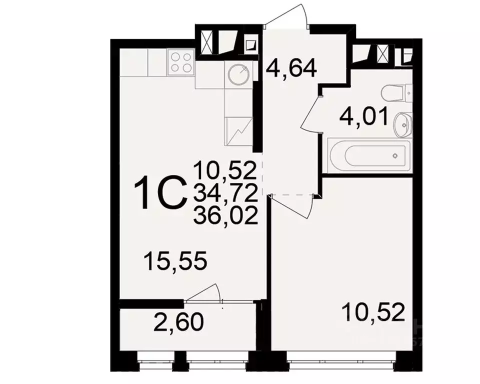1-к кв. Рязанская область, Рязань ул. Чкалова (34.72 м) - Фото 1