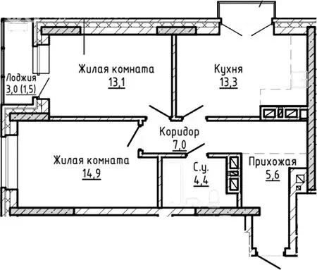2-комнатная квартира: Новосибирск, ЖК Расцветай на Красном (58.3 м) - Фото 0