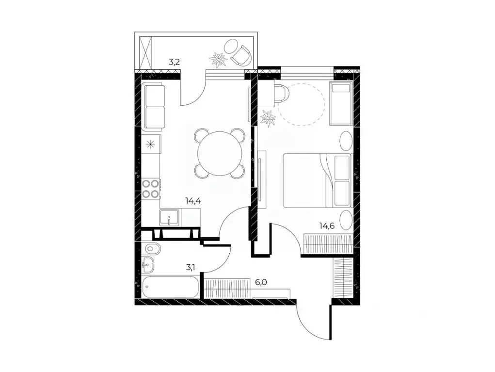 1-к кв. Ростовская область, Ростов-на-Дону Театральный просп. (39.1 м) - Фото 2