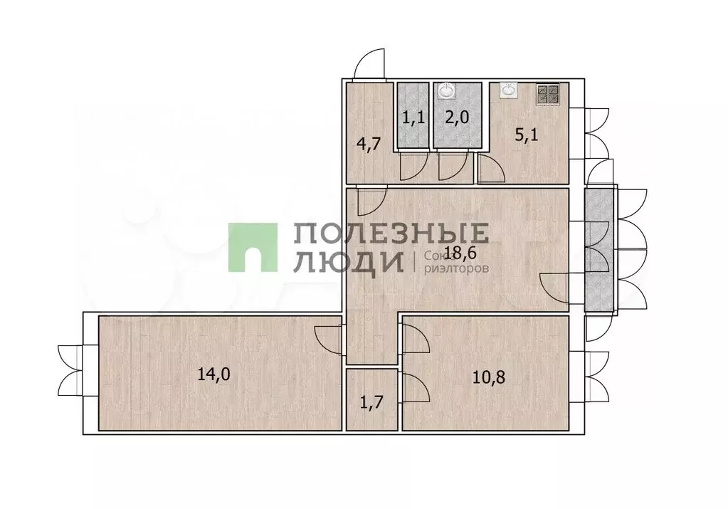 3-к. квартира, 60 м, 3/5 эт. - Фото 0