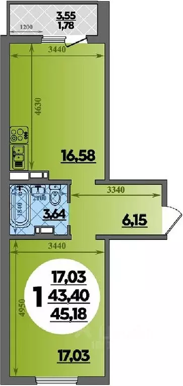 1-к кв. Краснодарский край, Крымск Надежда мкр,  (45.18 м) - Фото 1