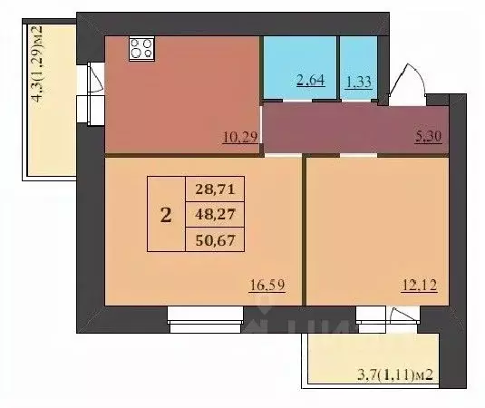 2-к кв. Ярославская область, Ярославль Северный жилрайон, 15-й мкр,  ... - Фото 1