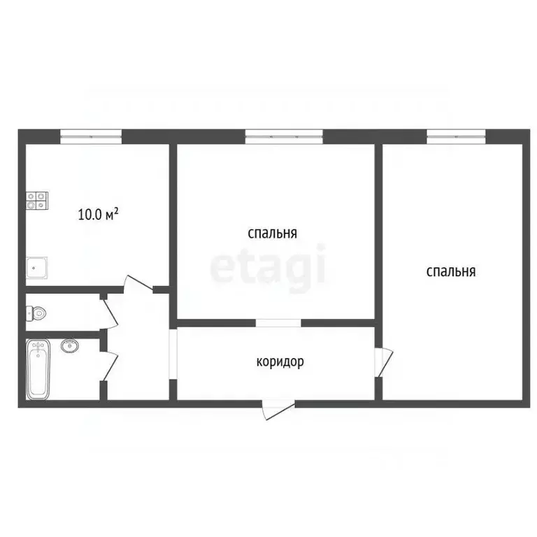 2-к кв. Московская область, Клин проезд Котовского, 16В (52.2 м) - Фото 2