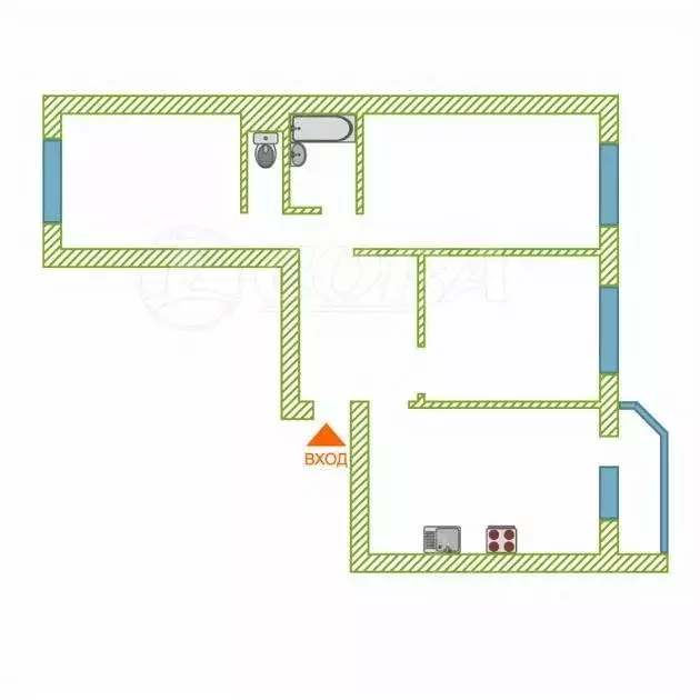 3-к кв. Тюменская область, Тюмень Кремлевская ул., 112к3 (85.4 м) - Фото 2