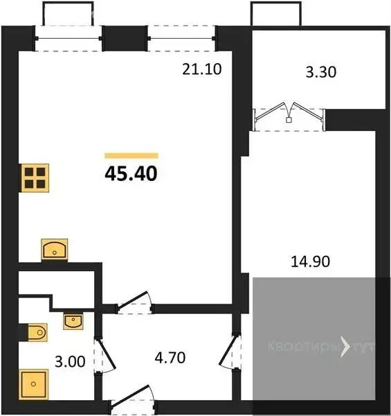 1-комнатная квартира: Воронеж, улица Остужева, 52/5 (45.4 м) - Фото 0