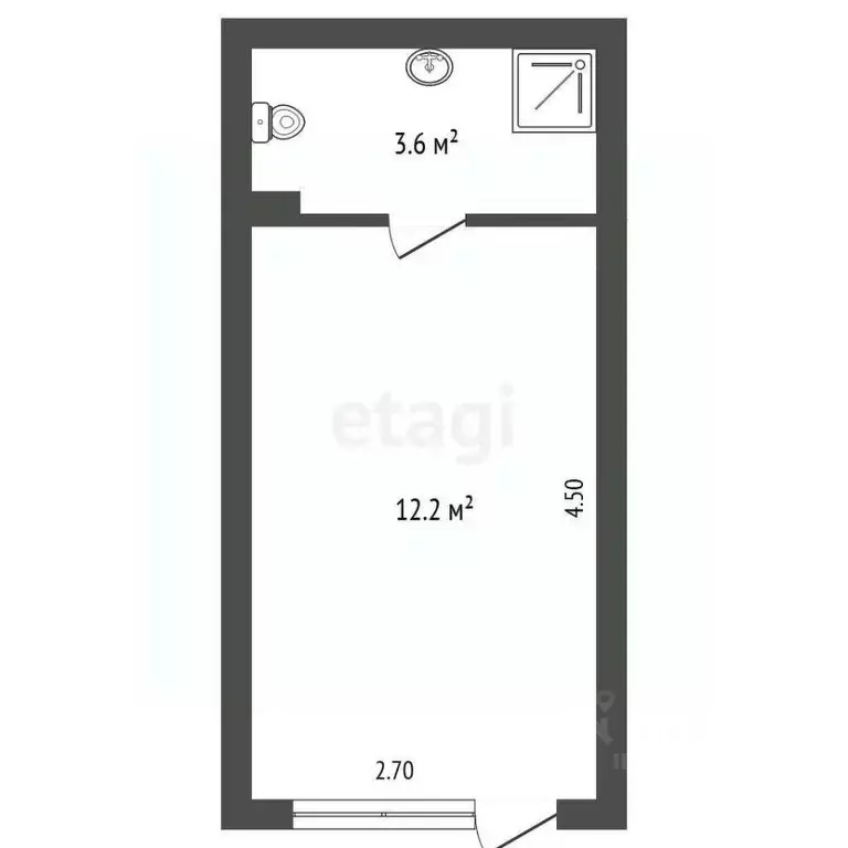 Студия Севастополь пос. Любимовка, ул. Южногородская, 36к3 (15.8 м) - Фото 2