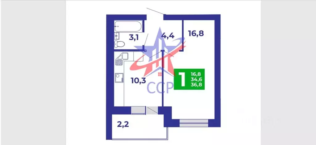 1-к кв. Башкортостан, Стерлитамакский район, Отрадовский сельсовет, с. ... - Фото 1
